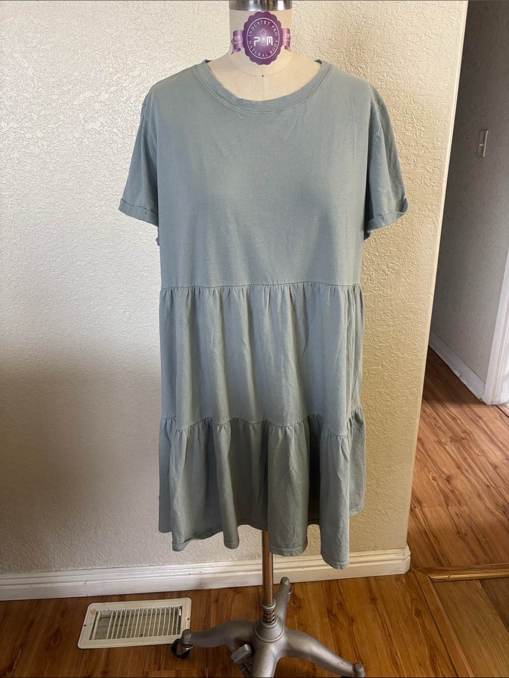 a new day Sage Blue Tiered Short Sleeve Dress